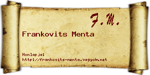 Frankovits Menta névjegykártya
